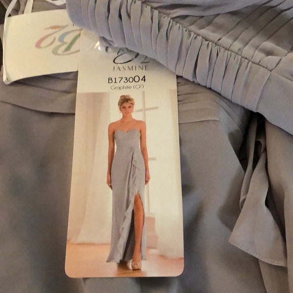 Formal Chiffon Sweetheart Maxi From B2 Jasmine, Graphite Color, Ladies Size 12 - Picture 6 of 12